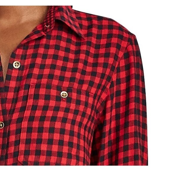Chaps Gingham Cotton Shirt Size Small - Rich Red - Picture 4 of 4